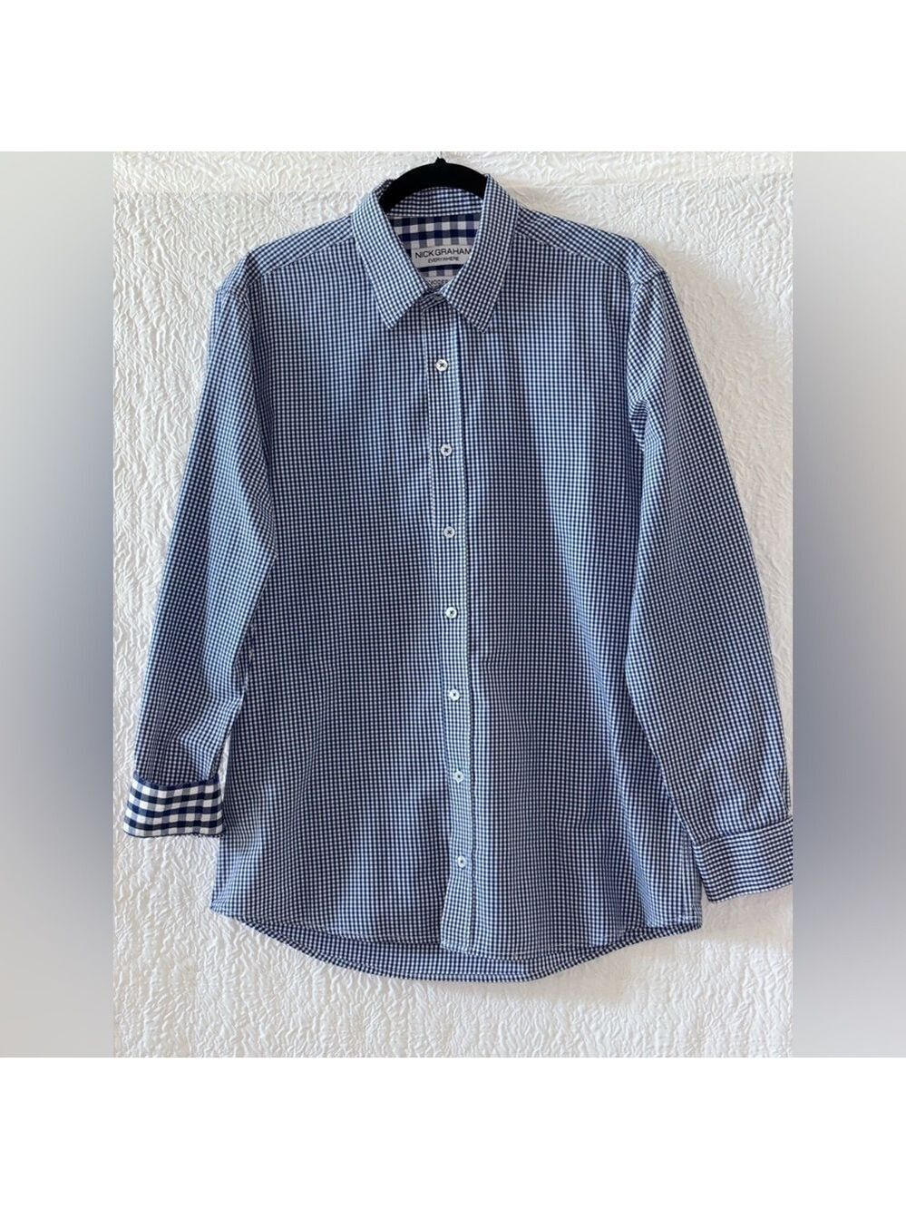 Nick Graham Everywhere Mini Gingham Modern Fit Long Sleeve Button Down Shirt
